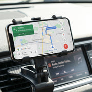 Efficient car phone holder with sturdy spring clip and corner grips
