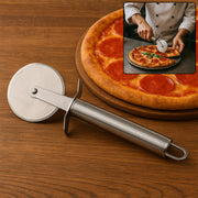 Premium stainless steel pizza cutter with ergonomic handle for effortless slicing