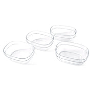 Clear plastic bowls stacked, showcasing durable serving bowl set