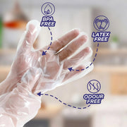 Pack of disposable plastic gloves for food handling