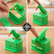 Compact bird-shaped toothpick dispenser with easy refill feature