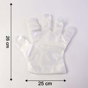 Size label of disposable clear plastic gloves pack