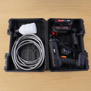 Outdoor cleaning spray gun with long flexible hose and multi-mode nozzle