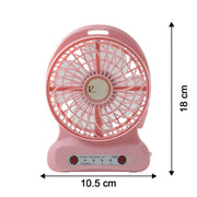 Size comparison of portable USB rechargeable desk fan