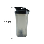 Size comparison showing dimensions of 500 ml gym shaker bottle