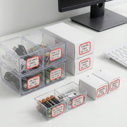Kitchen organizer using self-adhesive rectangular label stickers for clear labels