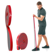 Resistance band stretched for mobility and strength training
