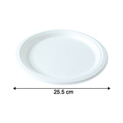 Stack of lightweight disposable round food plates