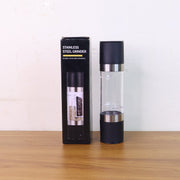 Another angle of salt and pepper grinder highlighting its dual compartments