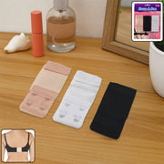 Adjustable bra extender set with 2-hook in skin, white, and black colors lying flat