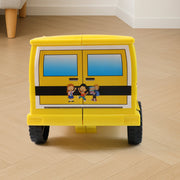 Close-up of friction mechanism on the kids school bus toy