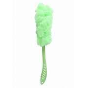 Ergonomically designed handle of the bath loofah brush for comfortable use.