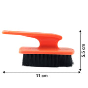 Compact shoe cleaning brush size and handle shown for hand use