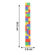 Colorful snap slap bracelet beside ruler showing size for kids