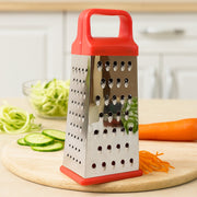Compact stainless steel kitchen grater and slicer for versatile food prep