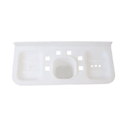 Collection of versatile plastic soap dishes in various bathroom and kitchen settings.