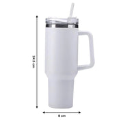Modern white insulated travel tumbler with handle and straw lid