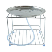 Stainless steel utensil rack with top tray and bottom shelf