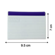 Stamp pad with dimensions for size reference, in typical office setup.