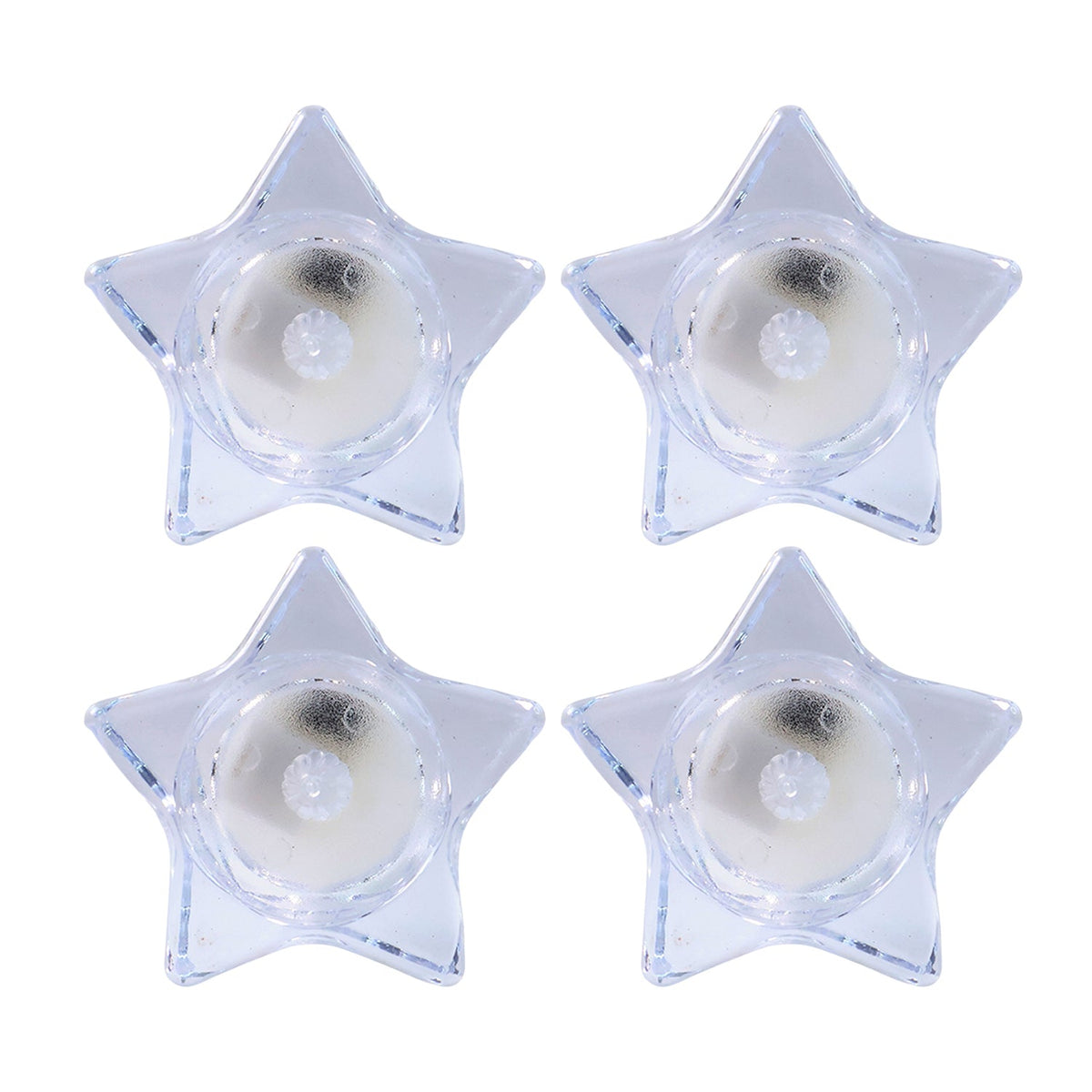 Flameless LED candles shaped like stars providing ambient light