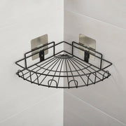 Easy-mount bathroom storage rack fixed with adhesive backing