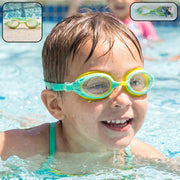 Kids dual color swimming goggles with clear vision and comfortable fit