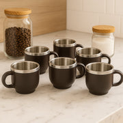 Double wall insulated stainless steel mugs ideal for hot coffee and cappuccino