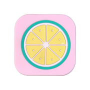 Close-up view of textured surface on silicone lemon drink coaster
