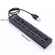 Rear view of the USB data hub with its integrated cable.