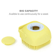 Silicone massage bath brush with shampoo dispenser, ideal for stimulating blood circulation.
