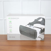 Person wearing premium 3D VR virtual reality headset for immersive digital experience