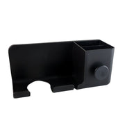 Wall mounted hair dryer stand with organizer shelf in dressing area