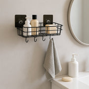 Wall-mounted metal wire storage basket ideal for kitchen or bathroom