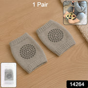 Toddler wool knee warmers in grey providing anti-slip knee protection