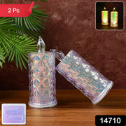 Decorative flameless LED candle lights in holographic finish on table