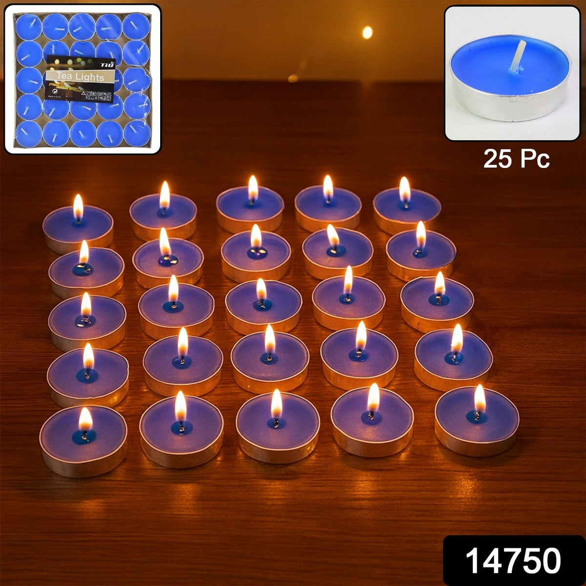Close-up of mix color scented tea light candles arranged for festive decoration