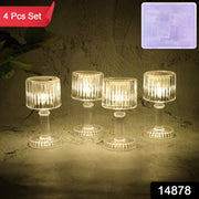 Set of four elegant crystal-effect LED table lamps for home decoration