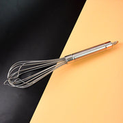 Metal hand whisk with polished stainless steel wires for aeration