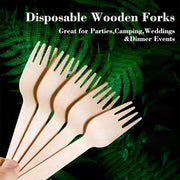 Pack of 30 Freshee 160mm disposable birchwood wooden forks