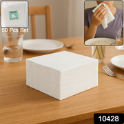 Ultra absorbent white paper napkins for wiping spills and hands.