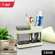 Top view of toothbrush and toothpaste organizer