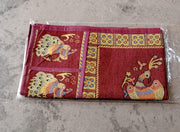 Full view of the peacock design cotton fridge cover enhancing kitchen aesthetics.