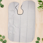 Black barber cape made of waterproof polyester with adjustable snap neck