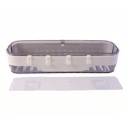 Space-saving bathroom storage rack with integrated hanging hooks