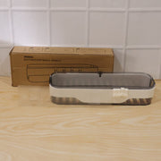 Installation perspective of transparent bathroom wall shelf