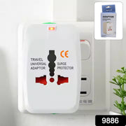 Universal travel adapter plugged into multiple devices for simultaneous charging