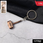 Close-up view of zinc alloy hammer design keychain