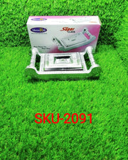 Multipurpose silver box with four sections, perfect for dry fruit storage.