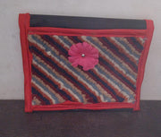 Textured detail of the durable fabric used for the foldable hanging organizer.