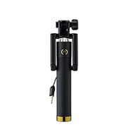 selfie stick with aux wire extended for a wide shot, perfect for group photos.